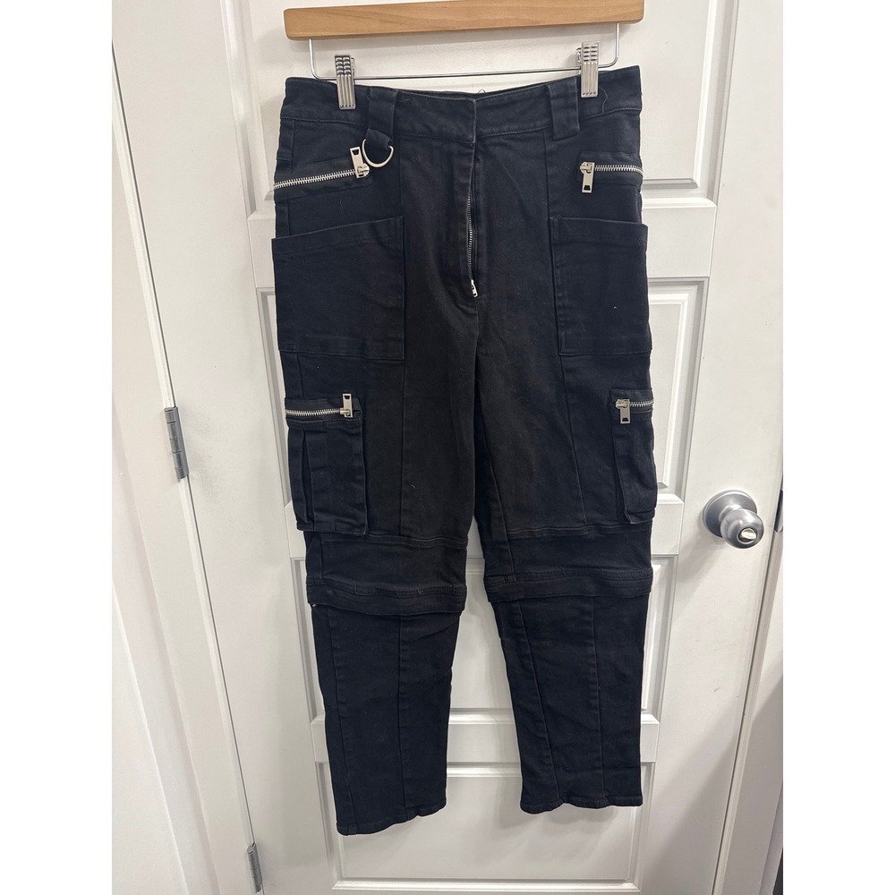 I.AM.GIA Black Cargo Pants High Waisted Zipper Detail Streetwear Women's Size M